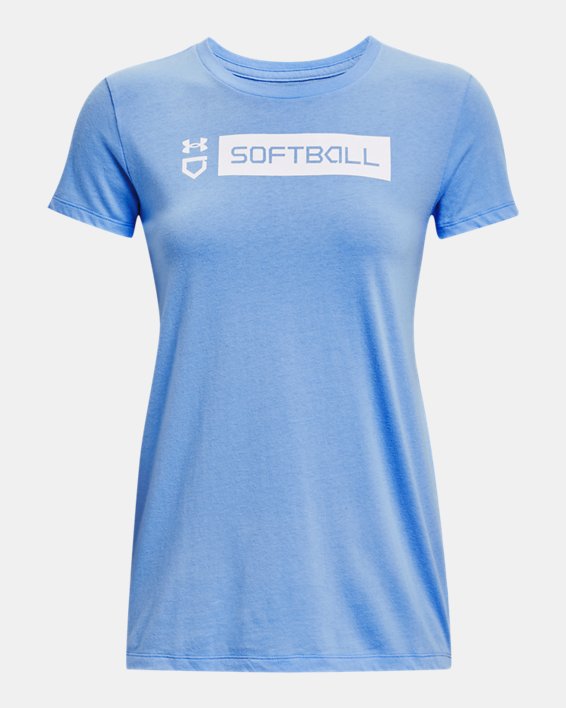 Women's UA Softball Bar Short Sleeve, Blue, pdpMainDesktop image number 4